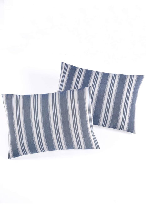 L'essentiel linge de maison Juego de 2 fundas de almohada Soft Line - Navy